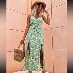 Mint Green Dress with White Dots